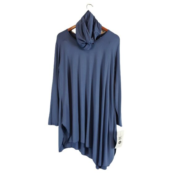 NEW!! Saga SIZE 10  Asymmetrical Lagenlook Tunic Top Blue Scarf Made in Italy - Picture 6 of 10